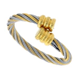 surgical stainless steel cable ring 2.5 mm 2-tone gold fits sizes 8-10