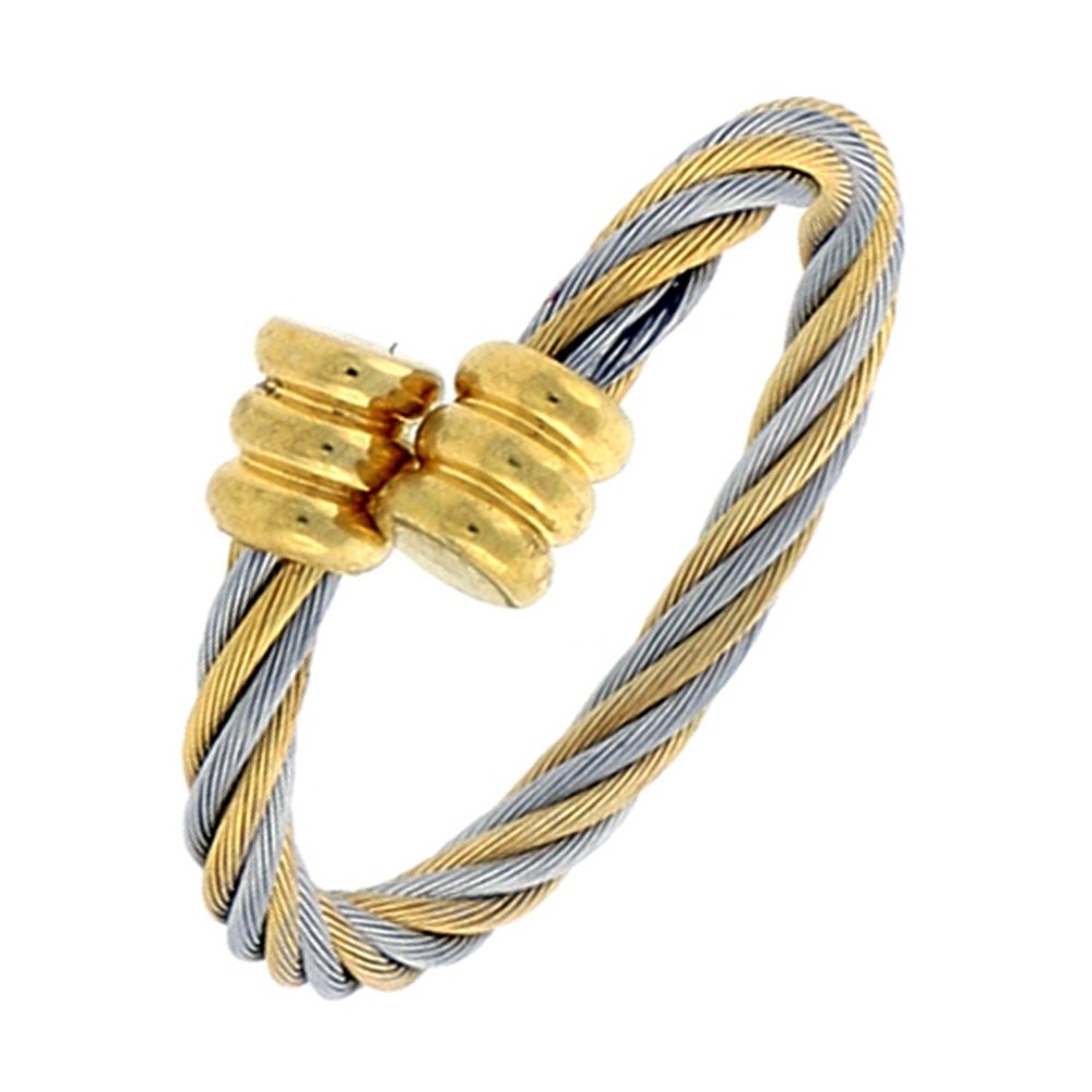 Surgical Stainless Steel Cable Ring 2.5 mm 2-tone Gold Fits sizes 8-10