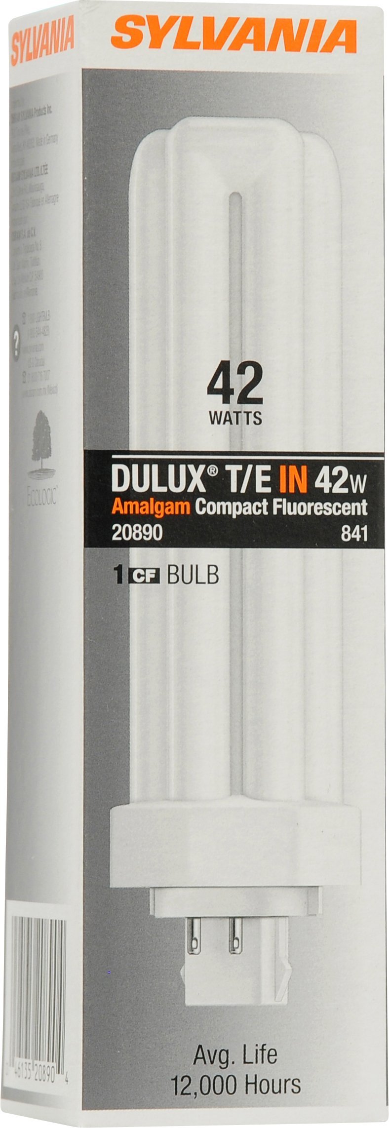 Sylvania 20890 Compact Fluorescent 4 Pin Triple Tube 4100K, 42-watt , Cool White