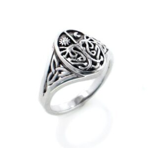 Celtic Trinity Knot Tree of Life with Sun and Moon Sterling Silver Ring Size 3(Sizes 3,4,5,6,7,8,9,10,11,12,13,14,15,16)