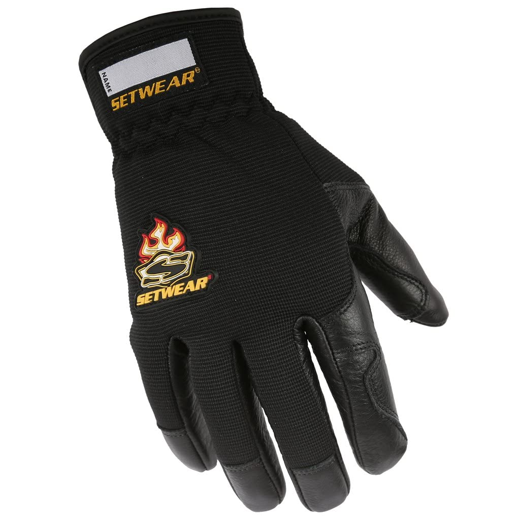 SetWear Pro Leather Gloves, Black Medium