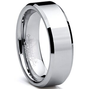 metal masters 5mm high polish beveled edge tungsten carbide wedding ring, bands size 6