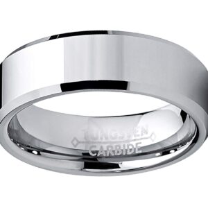 Metal Masters 5MM High Polish Beveled Edge Tungsten Carbide Wedding Ring, Bands Size 6