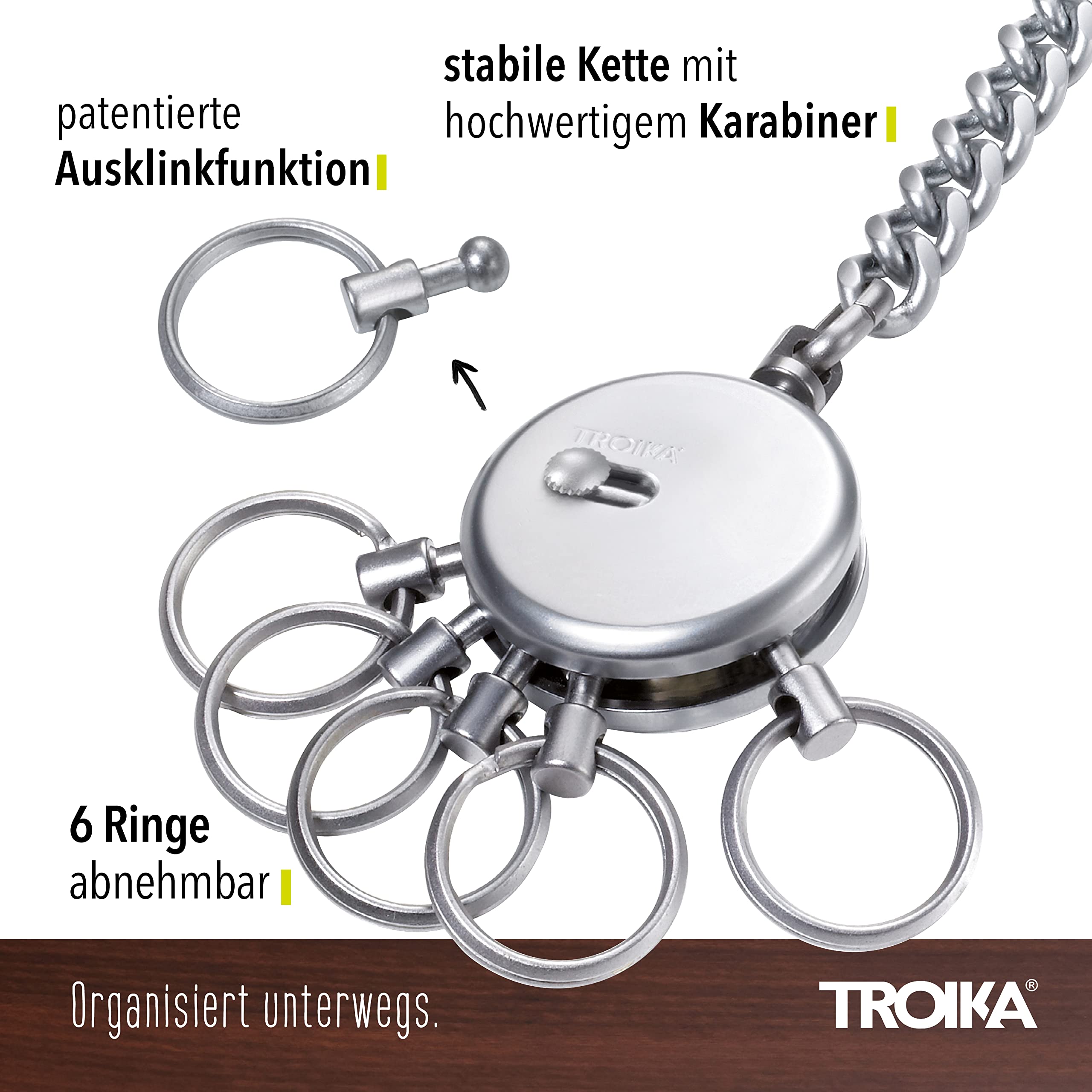 Troika Patent Chain Keyholder with 6 Rings (KR1060MA)