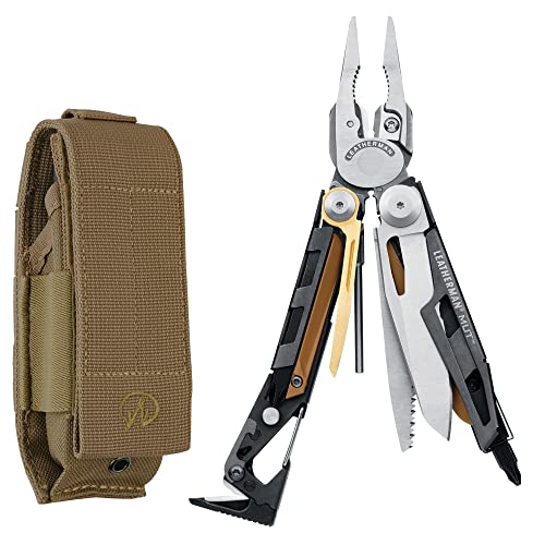 LEATHERMAN, MUT Multitool with Premium Replaceable Wire Cutters and Firearm Tools, Stainless Steel with MOLLE Brown Sheath