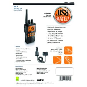 Uniden MHS75 HH VHF w/Li-Ion Battery DC Charger Only