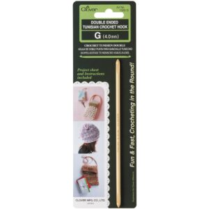 clover double-ended tunisian crochet hook (g/4.0 mm), 4.0mm, beige