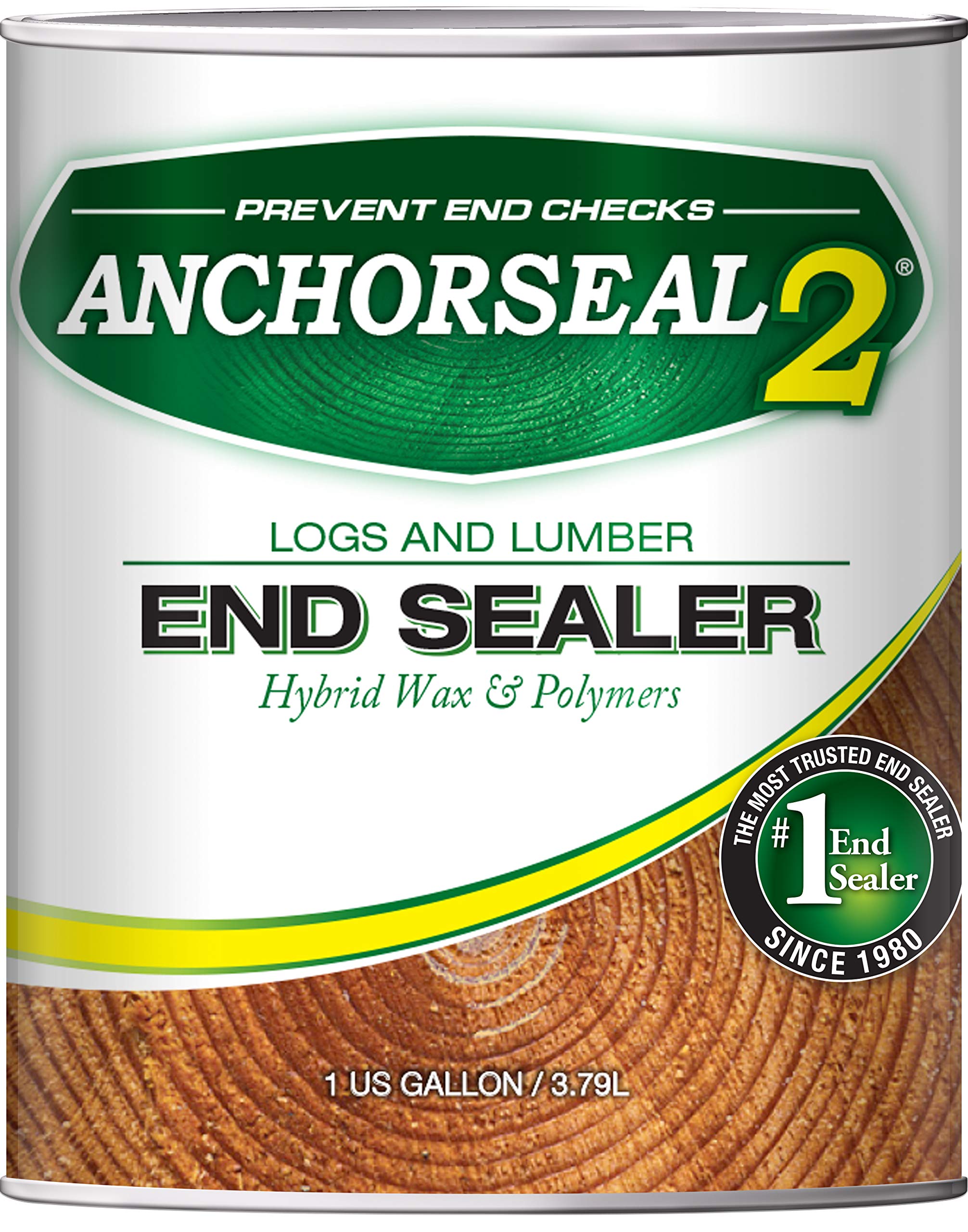 ANCHORSEAL 2 Hybrid Log & Lumber end grain sealer - Water-based wax & polymer prevents up to 90% of end checking (drying splits) on cut ends. Green wood sealer for turning blanks & bowls. (1 Gallon)