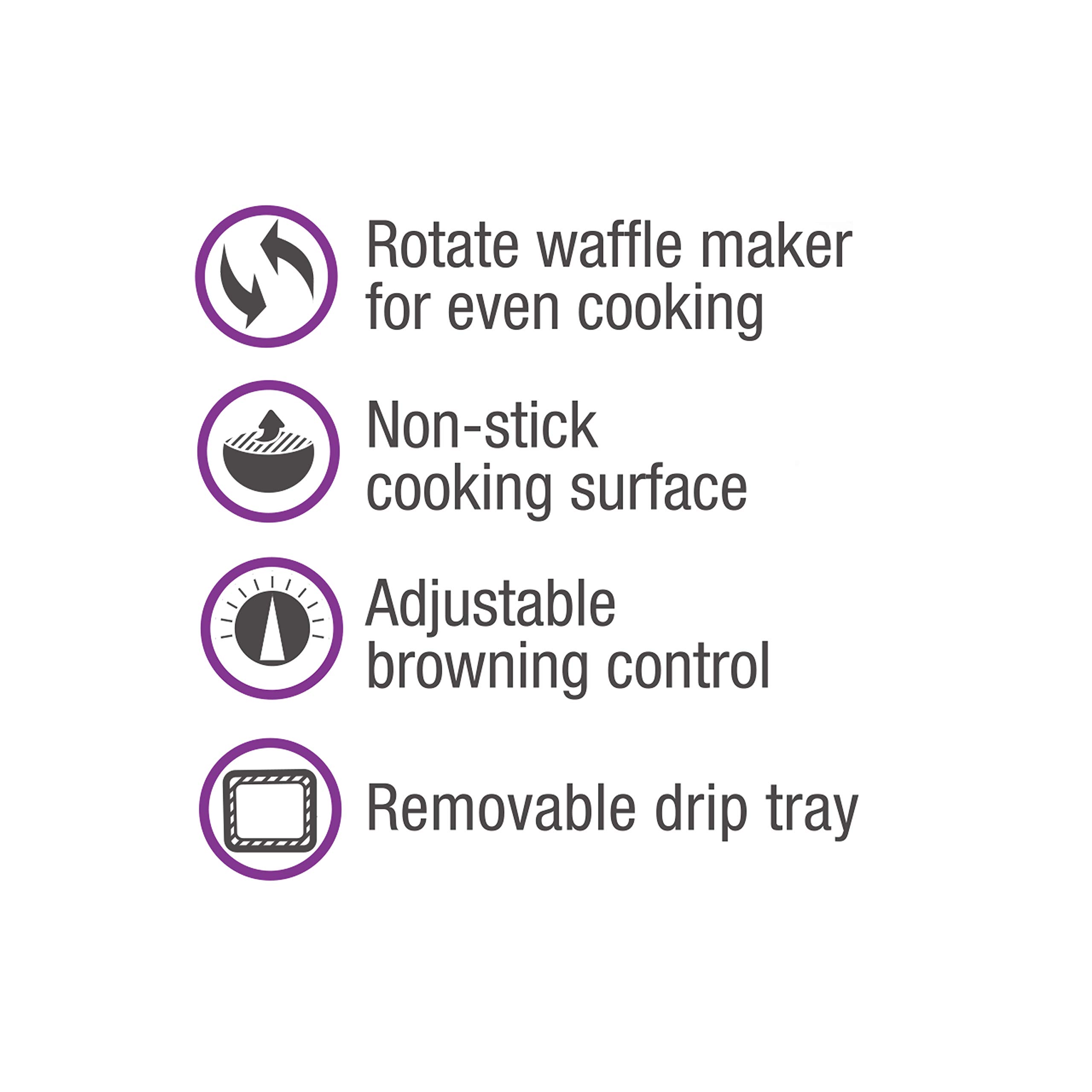 Salton WM1082, Rotary Waffle Maker, 5 kg, Stainless Steel, Black