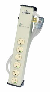 leviton 5300-ht2 120 volt, 20 amp ,surge protected, 6-outlet-hg tamper-resistant strip, continuous duty, 6-ft, beige