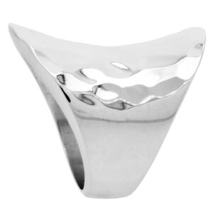 1 1/8 inch (28mm) Sterling Silver Long Cigar Band Ring for Women Hammered Finish Concave Solid Back Handmade size 10.5