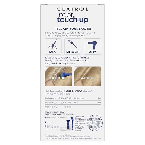 Clairol Root Touch-Up by Nice'n Easy Permanent Hair Dye, 9 Light Blonde Hair Color, Pack of 2