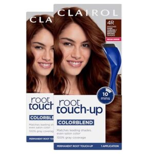 clairol root touch-up by nice'n easy permanent hair dye, 4r dark auburn/reddish brown hair color, pack of 2