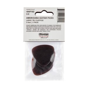 Dunlop Americana 3.0mm Brown Large Triangle Guitar Pick, 3 Pack