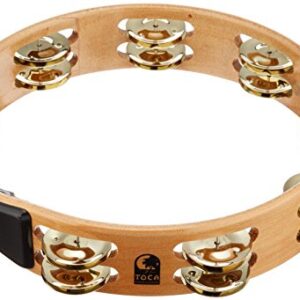 Toca Acacia Tambourine With Brass Jingles 10 Inch