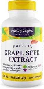 healthy origins meganatural bp-grape seed extract, 300 mg - blood flow support - premium grapeseed extract capsules - non-gmo & gluten-free supplement - 150 veggie capsules