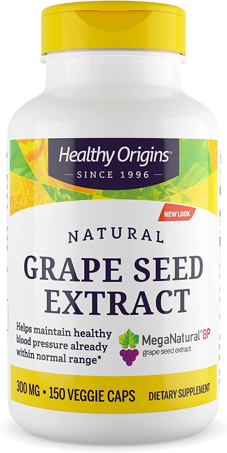 Healthy Origins MegaNatural BP-Grape Seed Extract, 300 mg - Blood Flow Support - Premium Grapeseed Extract Capsules - Non-GMO & Gluten-Free Supplement - 150 Veggie Capsules