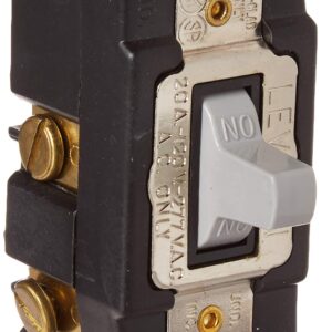 Leviton 1257-GY 20 Amp, 120/277 Volt, Toggle, Double Throw, Center Off, Momentary Contact, Single-Pole AC Quiet Switch, Industrial Grade, Grounding, Gray