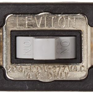 Leviton 1257-GY 20 Amp, 120/277 Volt, Toggle, Double Throw, Center Off, Momentary Contact, Single-Pole AC Quiet Switch, Industrial Grade, Grounding, Gray