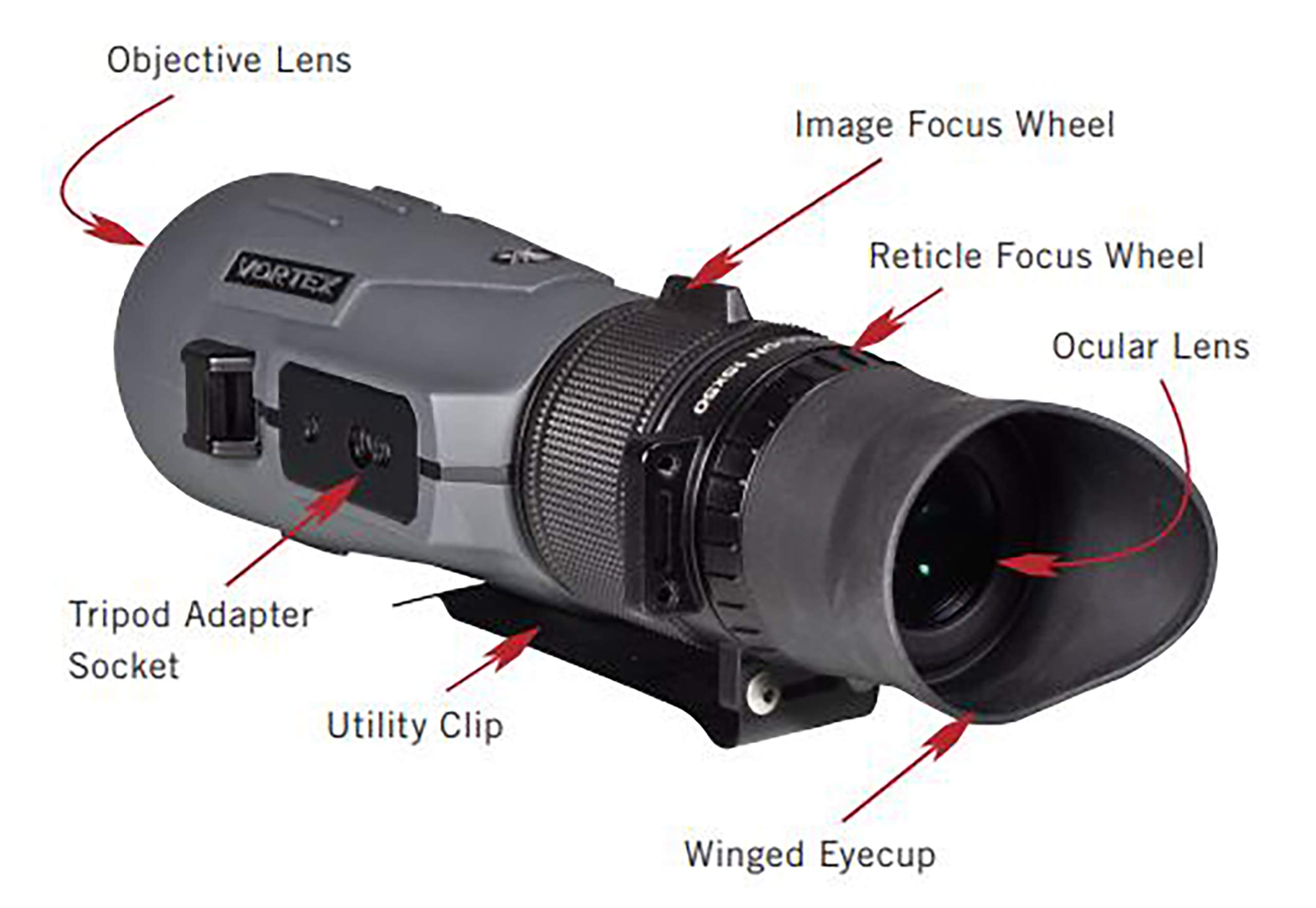 Vortex Optics Recon R/T 15x50 Tactical Scope Monocular - MRAD Reticle, Utility Clip, Adjustable Eyecup, Rubber Armor, Non-Slip Grip, Fogproof, Waterproof - Unlimited, Unconditional Warranty