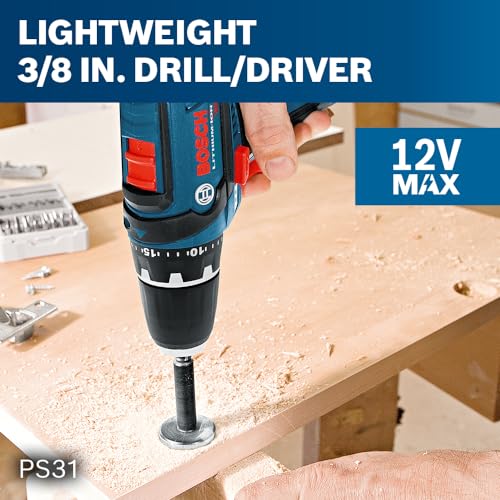 Bosch 12V Max 3/8 Inch Cordless Drill Driver Kit with (2) 2 Ah Batteries