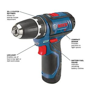 Bosch 12V Max 3/8 Inch Cordless Drill Driver Kit with (2) 2 Ah Batteries