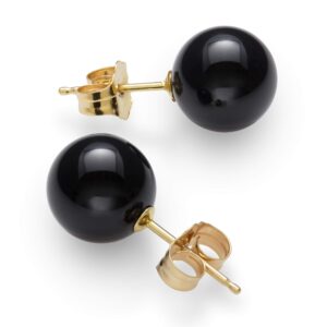 14kt Yellow Gold 8mm Black Onyx Stud Earrings