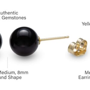 14kt Yellow Gold 8mm Black Onyx Stud Earrings