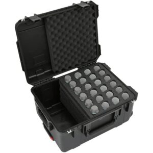 SKB Injection Molded Case w/Foam for (24) Mics w/storage compartment and wheels