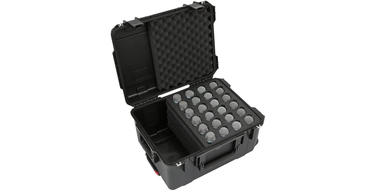 SKB Injection Molded Case w/Foam for (24) Mics w/storage compartment and wheels