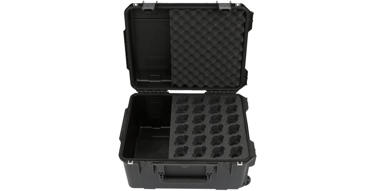 SKB Injection Molded Case w/Foam for (24) Mics w/storage compartment and wheels