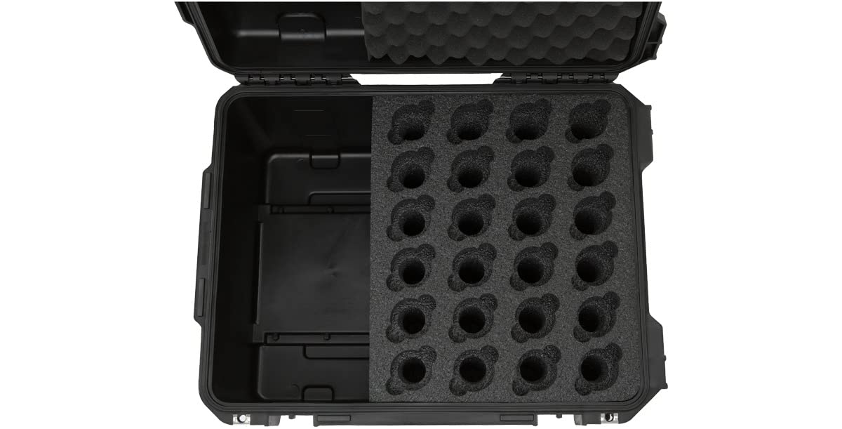 SKB Injection Molded Case w/Foam for (24) Mics w/storage compartment and wheels