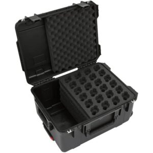 SKB Injection Molded Case w/Foam for (24) Mics w/storage compartment and wheels