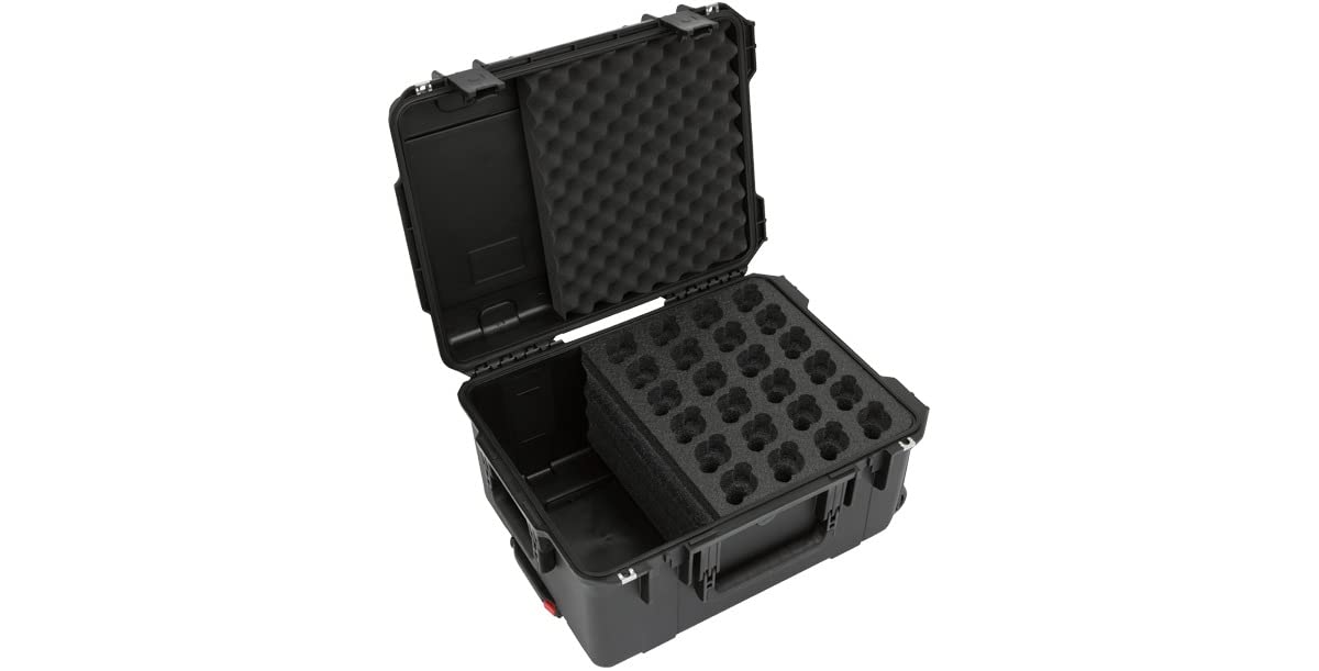 SKB Injection Molded Case w/Foam for (24) Mics w/storage compartment and wheels