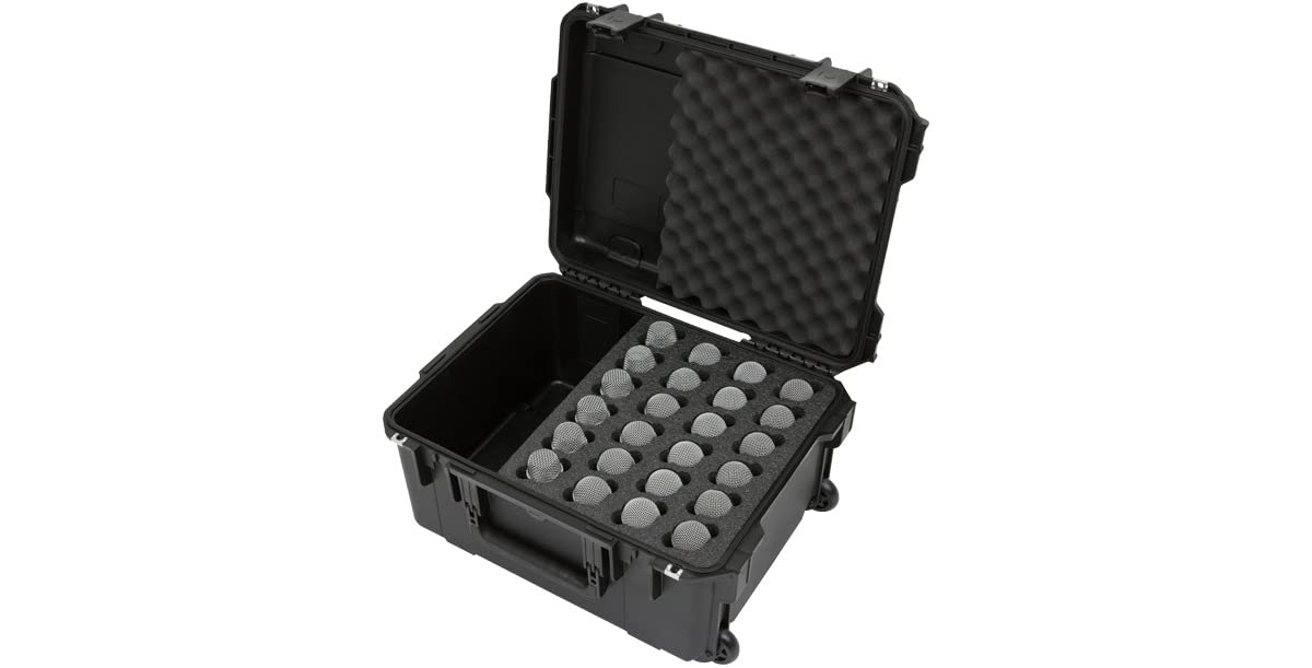 SKB Injection Molded Case w/Foam for (24) Mics w/storage compartment and wheels