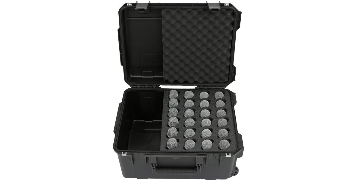 SKB Injection Molded Case w/Foam for (24) Mics w/storage compartment and wheels