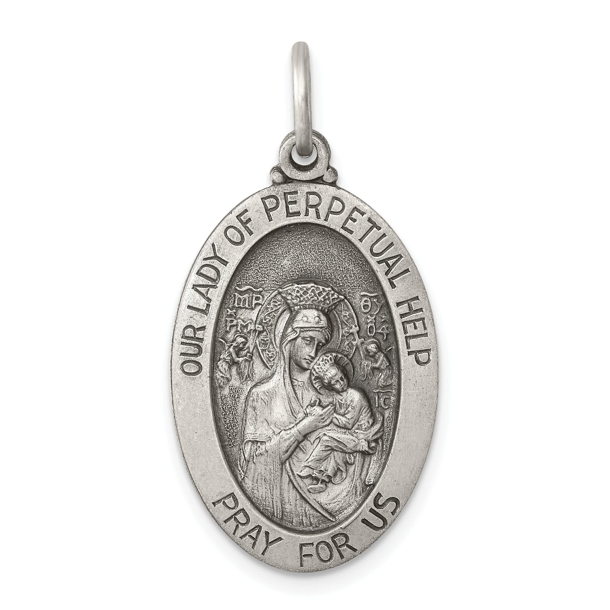 FindingKing Sterling Silver Our Lady of Perpetual Help Medal