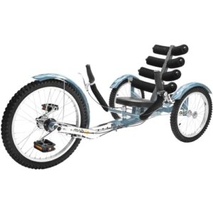 mobo cruiser shift 3-wheel recumbent bicycle trike. reversible adult tricycle bike, blue , 20-inch