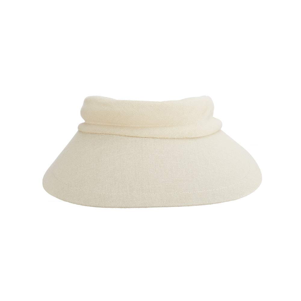 Scala Women's Deluxe Big Brim Cotton Visor with Bow, Natural, One Size