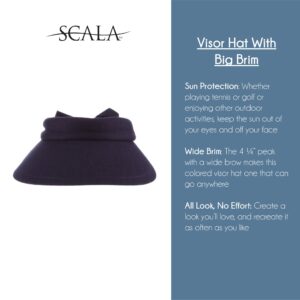 Scala Women's Deluxe Big Brim Cotton Visor with Bow, Natural, One Size