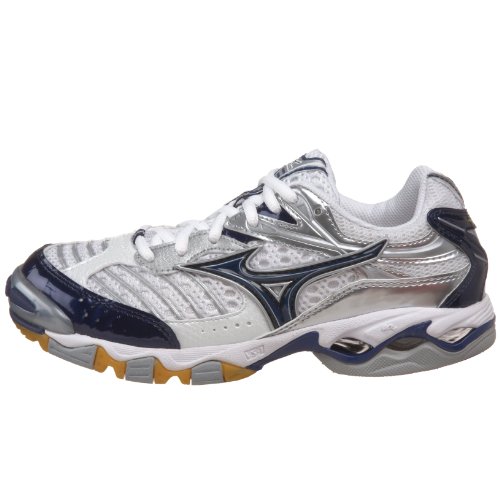 Mizuno Women's Wave Lightning 6 Volleyball Shoe, White/Navy