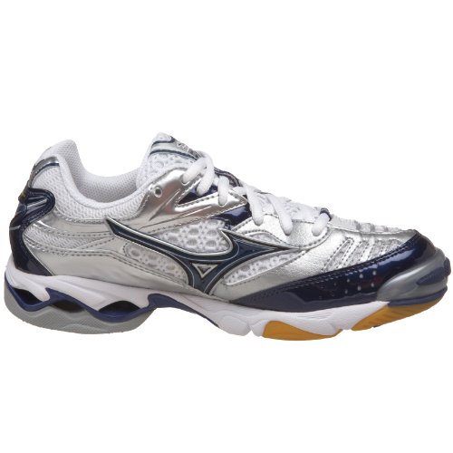 Mizuno Women's Wave Lightning 6 Volleyball Shoe, White/Navy