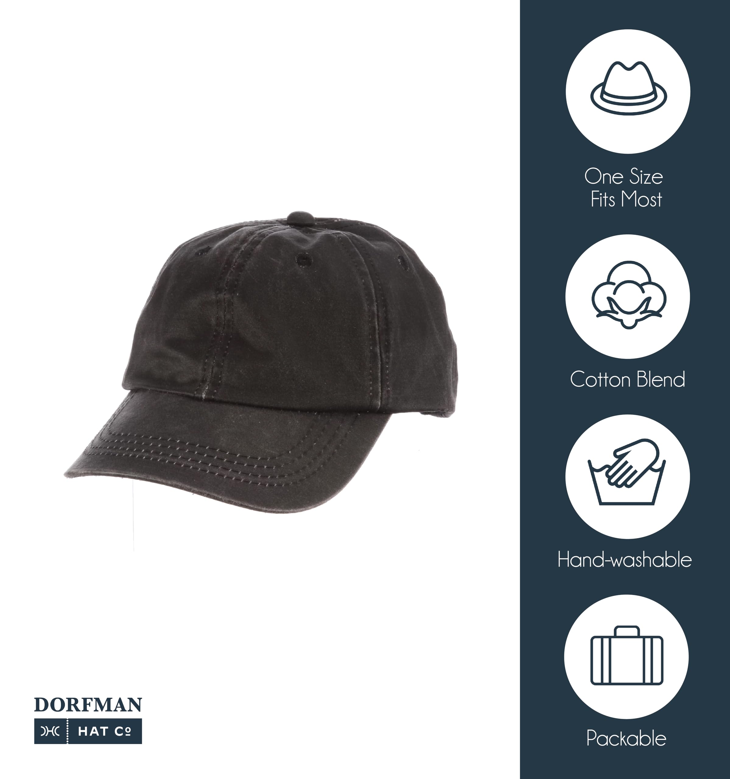 Dorfman Pacific Co. Men's Forever Weathered Cotton Cap, Black, One Size