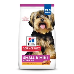 hill's science diet small & mini, adult 1-6, small & mini breeds premium nutrition, dry dog food, chicken & brown rice, 15.5 lb bag