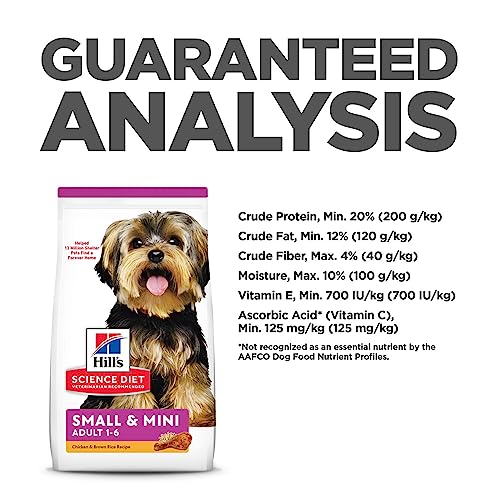 Hill's Science Diet Small & Mini, Adult 1-6, Small & Mini Breeds Premium Nutrition, Dry Dog Food, Chicken & Brown Rice, 15.5 lb Bag