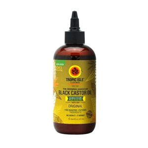 tropical isle living jamaican black castor oil 8oz pet bottle | promotes hair growth, conditions skin, eyebrows & eyelashes, beard, scalp and nail care. strengthen, moisture & repair