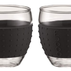 Bodum Pavina Set of 2 Glass Mugs, 0.35L, 12oz, Black