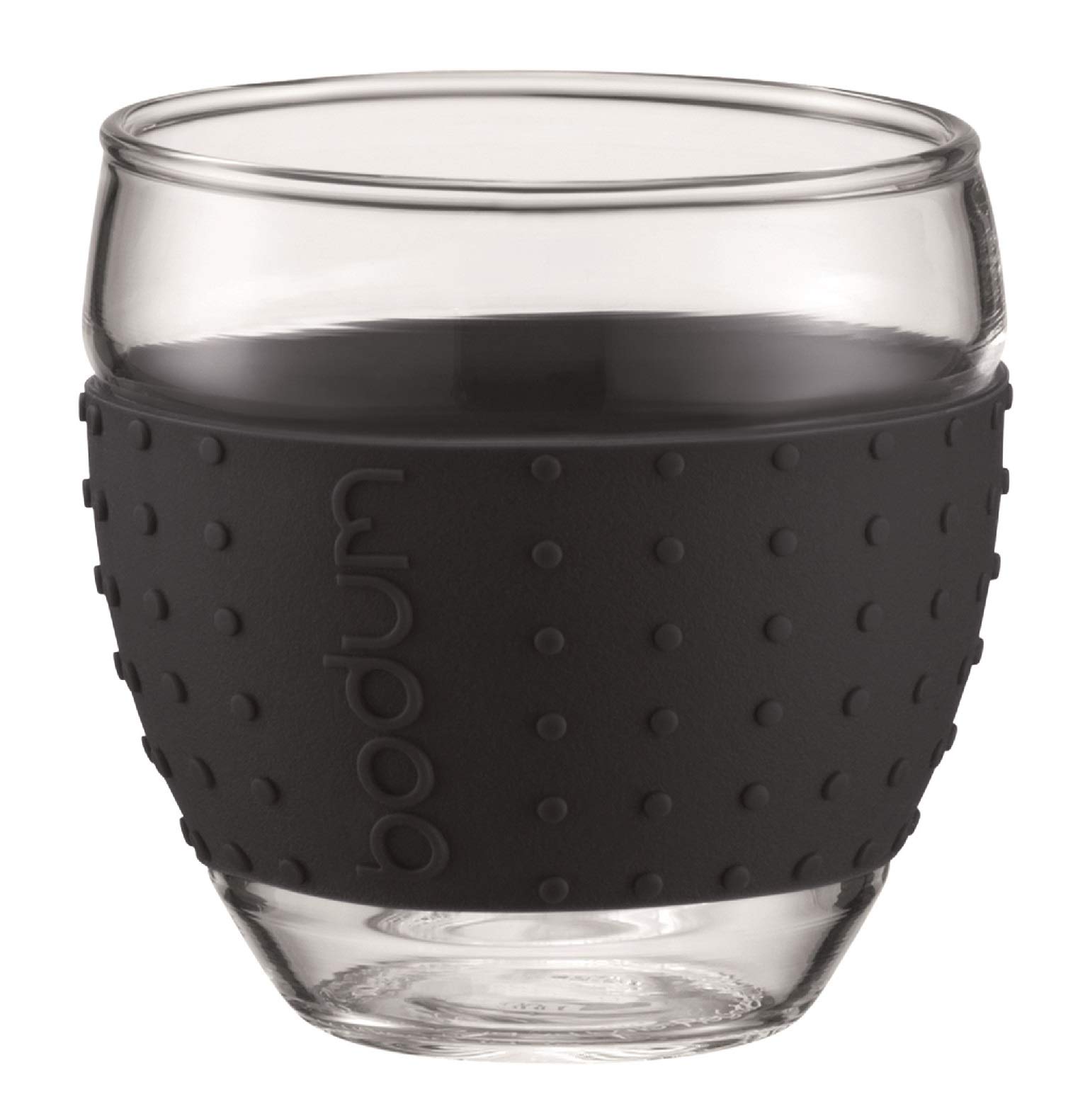 Bodum Pavina Set of 2 Glass Mugs, 0.35L, 12oz, Black