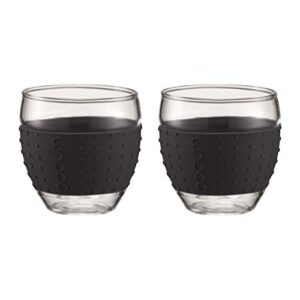 bodum 3-ounce pavina glasses with silicone grip, black, set of 2