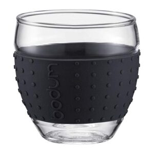 Bodum 3-Ounce Pavina Glasses with Silicone Grip, Black, Set of 2